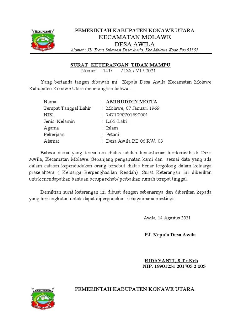 Surat Keterangan Tidak Mampu untuk Kuliah: Contoh dan Cara Membuat ...